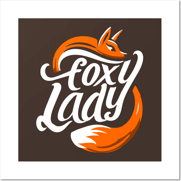 Funny Foxy Lady Cute Fox Design Text Wall Art by ChattanoogaTshirt